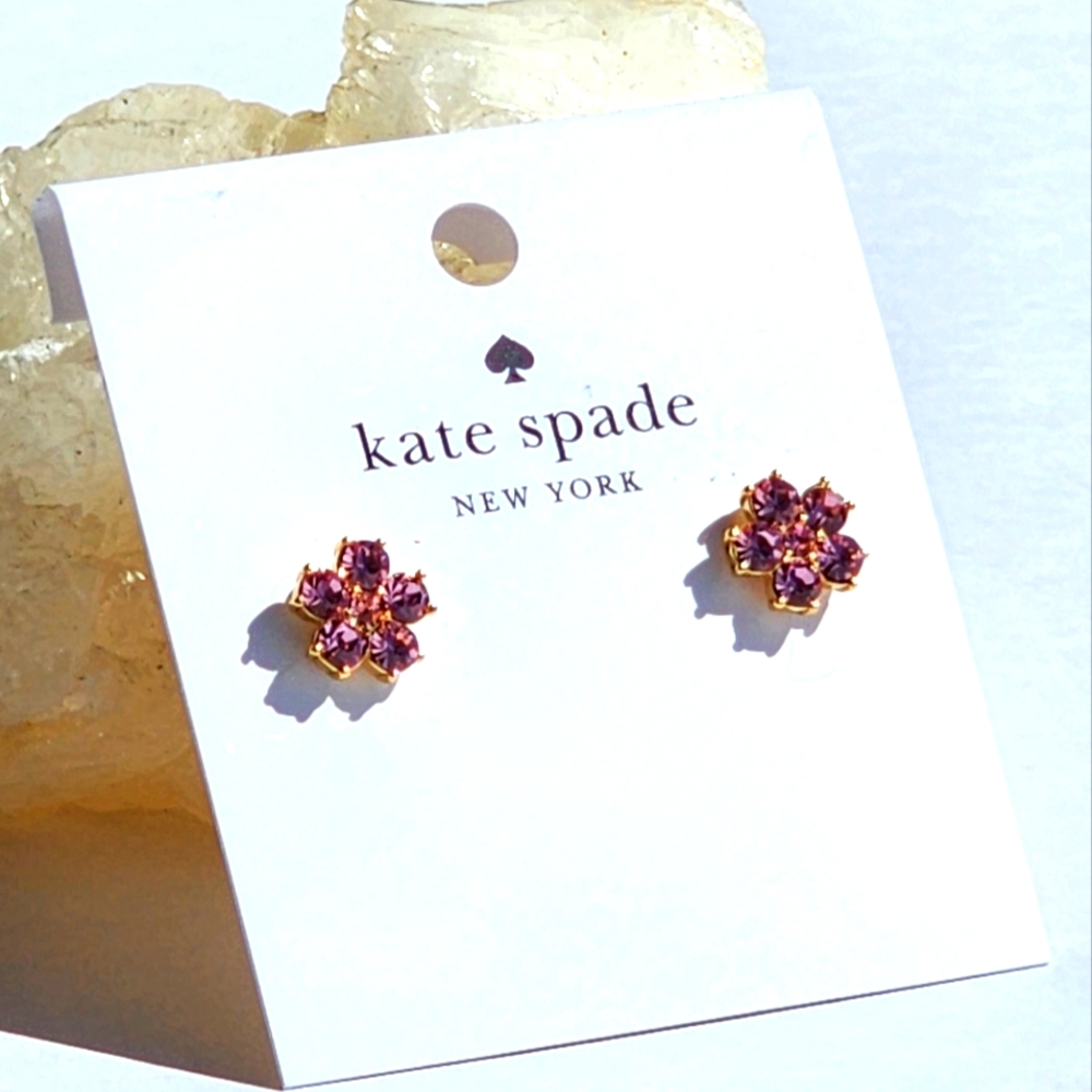 Kate Spade New York Gold Plated Paradise Light Pink Flower Studs Earrings